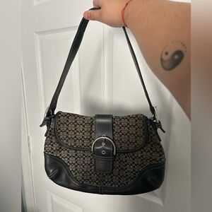 Y2K Coach Black and Brown Shoulder Bag
